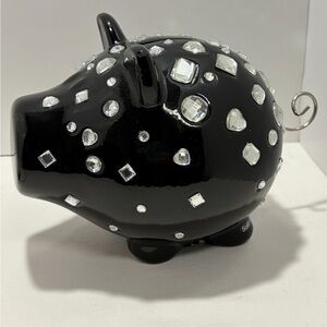 Piggy Bank with Bling Rhinestones Black Salt & Pepper Brand